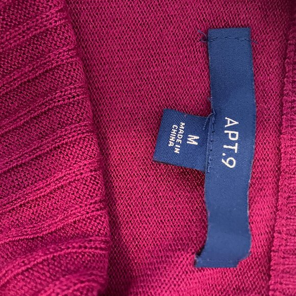 Apt 9 Fuchsia Pink Purple Round Neck Asymmetrical Hemline Long Sleeve Sweater M - Picture 13 of 13